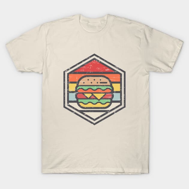 Retro Badge Burger Light T-Shirt by rojakdesigns